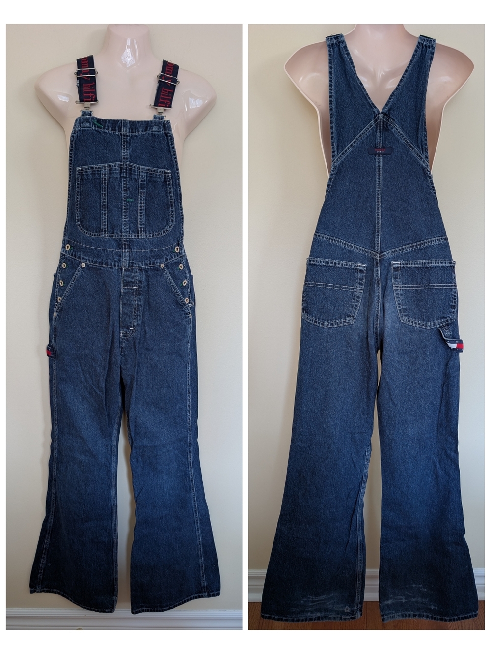 Tommy Hilfiger Vintage Y2K Flare Denim  Overalls 26
